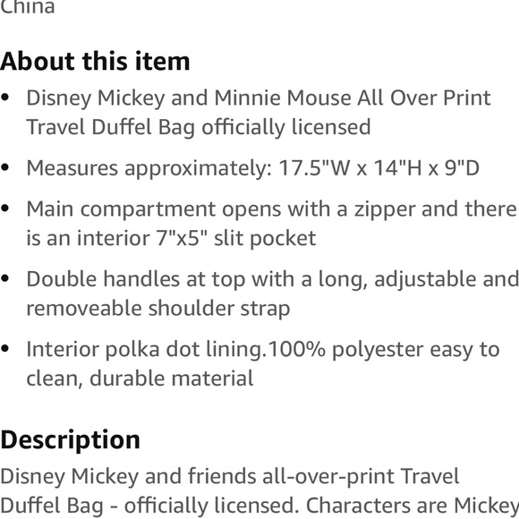 Disney Duffle Bag - Picture 5 of 10